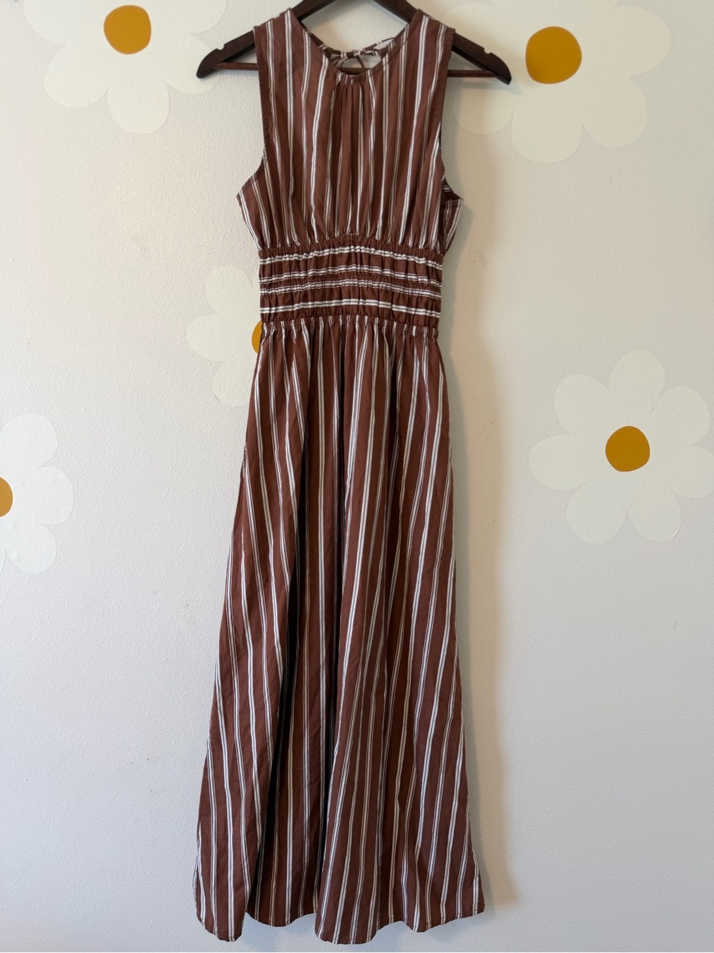 Anthropologie Faithfull The Brand Maya Stripe Cinnamon Keyhole Back Midi Dress - Picture 7 of 14